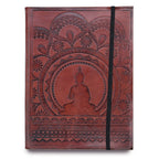 Medium Vegetable Tanned Leather Notebook with Strap – Tibetan Mandala – view 6