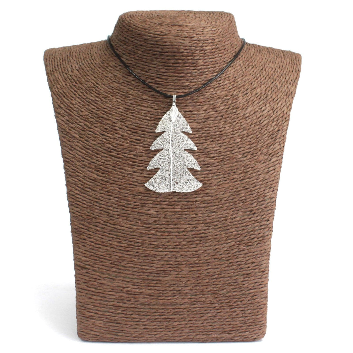 Festive Fir Real Leaf Necklace - Silver – view 2