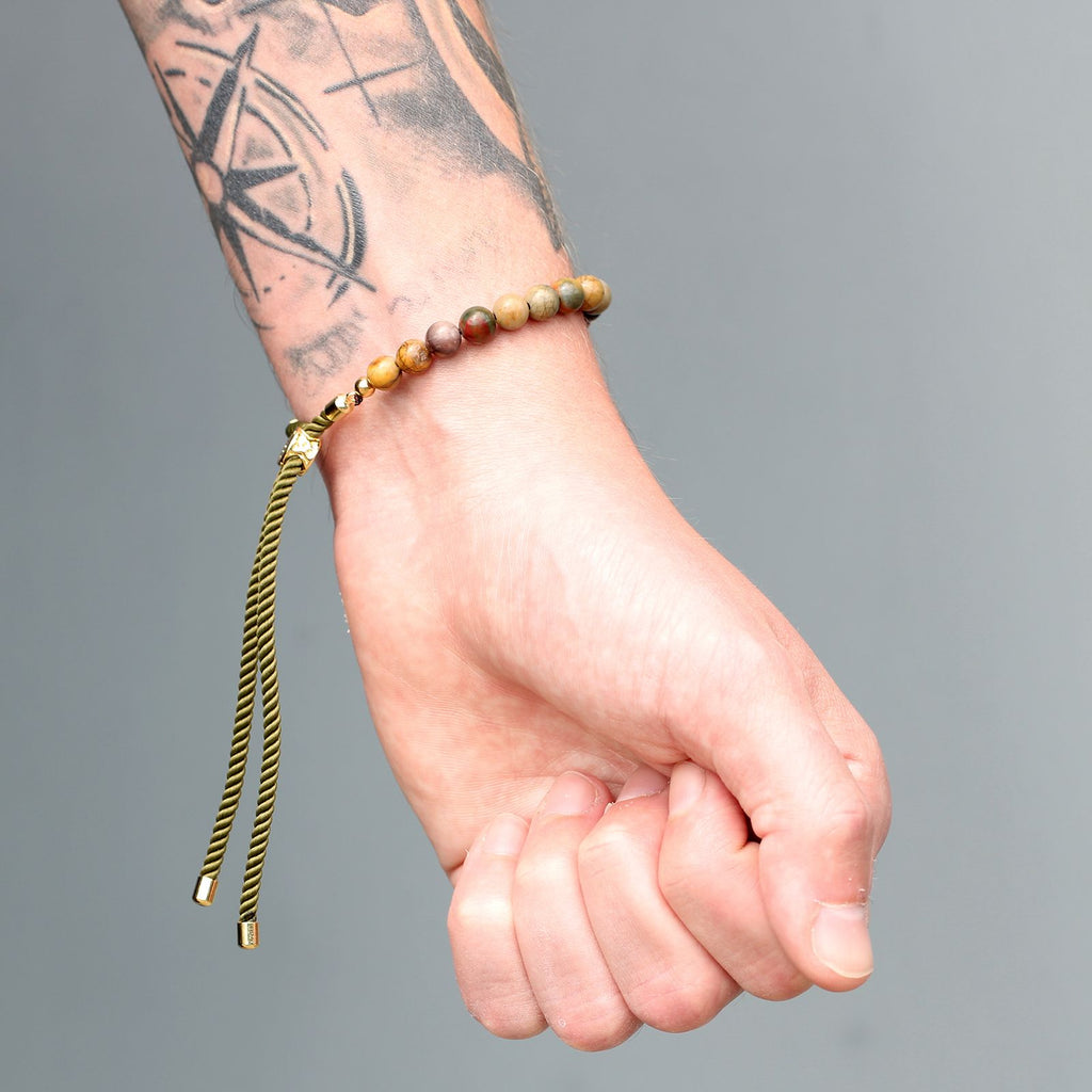 Picasso Jasper Gemstone Bracelet, Gold-Plated Sliding Toggle – view 3