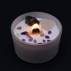 Crown Chakra Crystal Candle with Celestite and Selenite