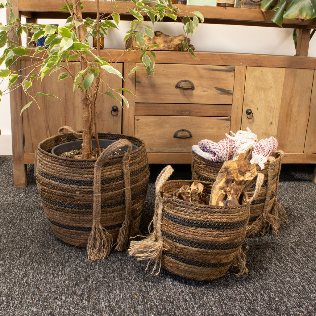 Seagrass Storage Baskets, Natural Brown, Set of 3 – view 7