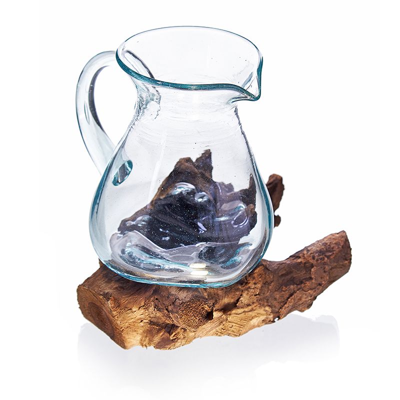Molten Glass Water Jug on Wood – view 3