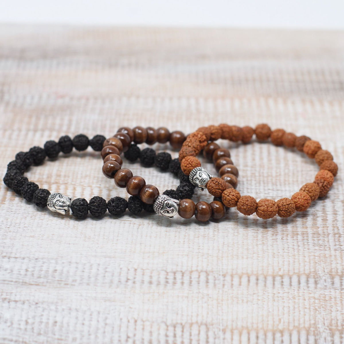 Brown Wood Beads Bracelet with Buddha Charm