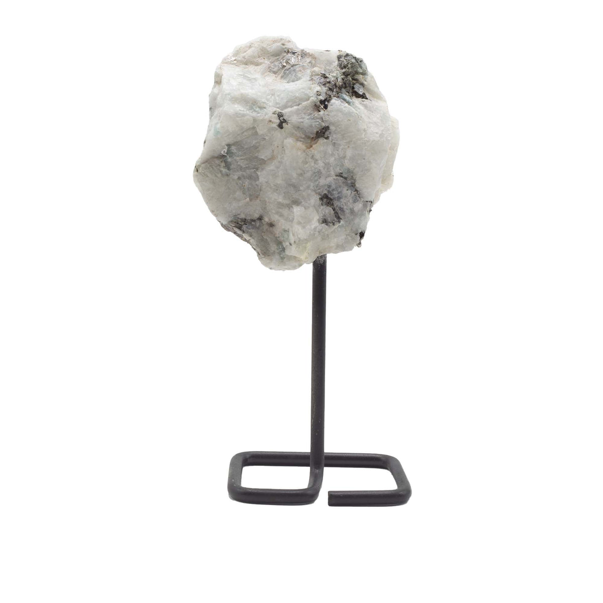 Rainbow Moonstone Mineral Specimen on Metal Stand – view 3