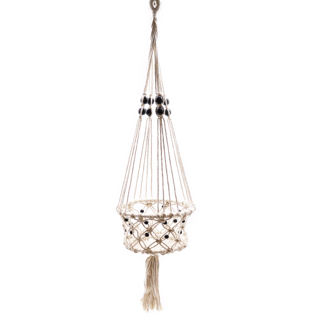 Large Beaded Macrame Plant Hanger, 77cm – view 9