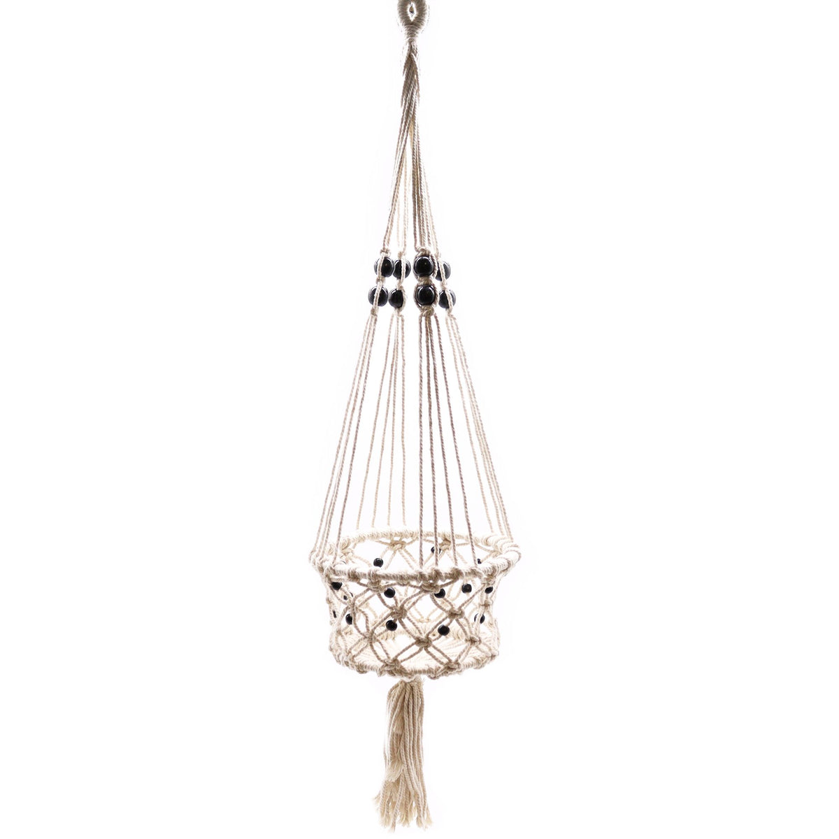 Large Beaded Macrame Plant Hanger, 77cm – view 9