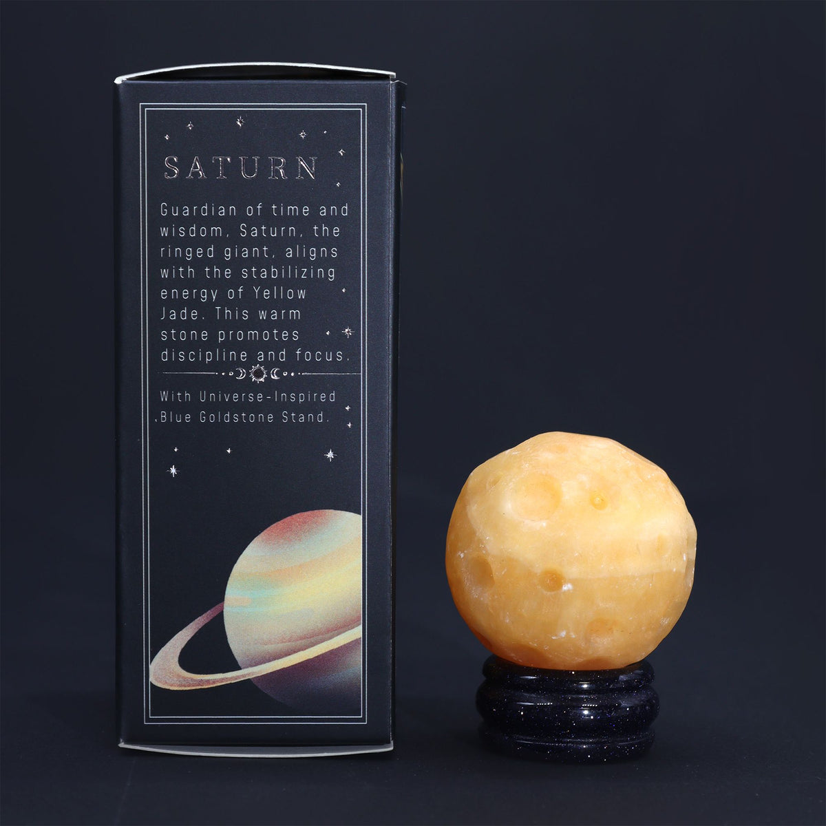 Yellow Jade Planet on Goldstone Stand - 40mm – view 5