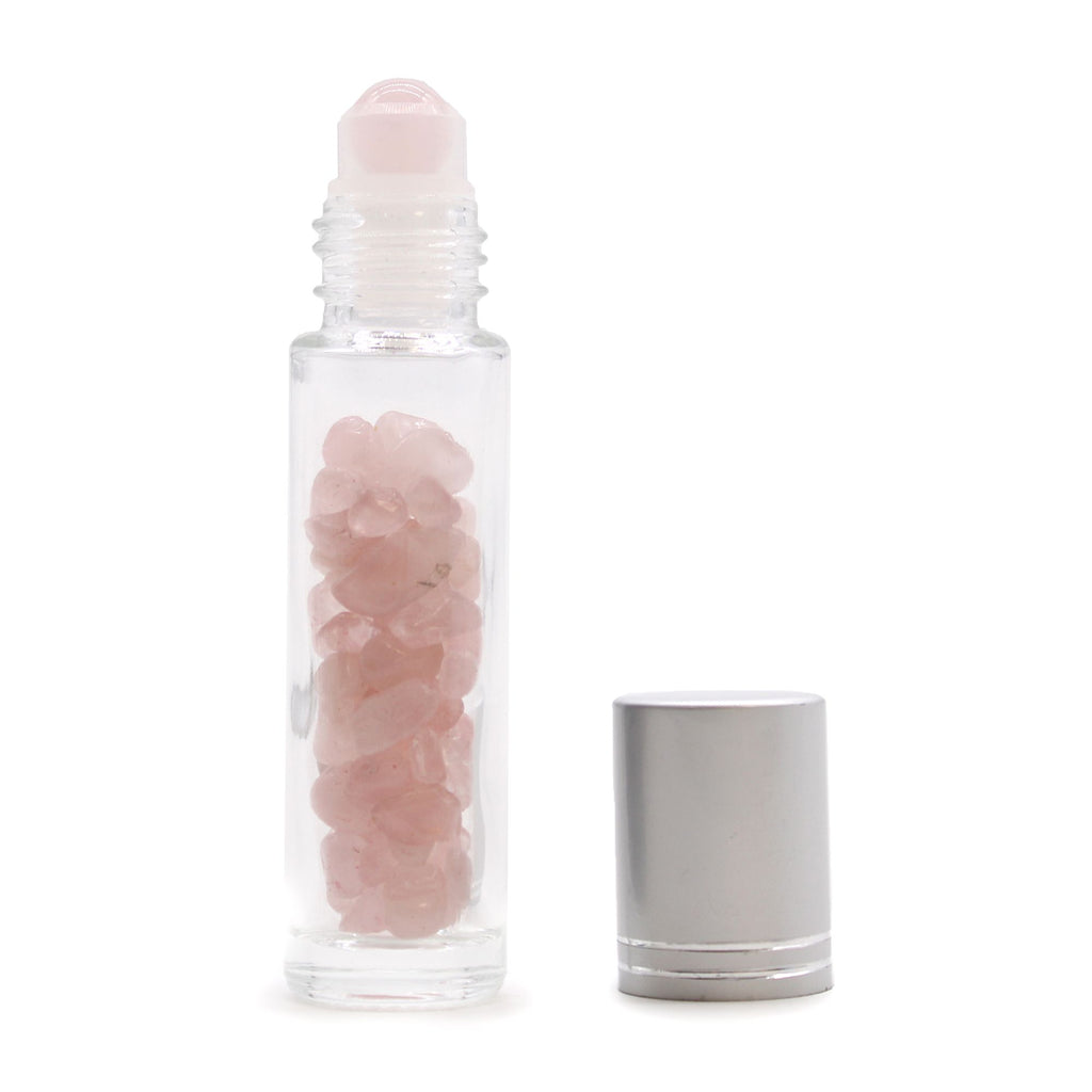 Rose Quartz Roller Bottle with Silver Cap - 5ml – view 2