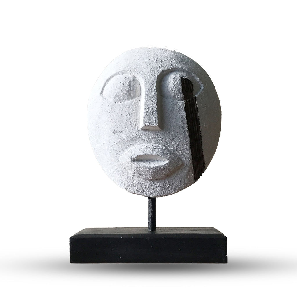 Timor Tribal Wood Mask, White Finish, 27x20cm – view 3