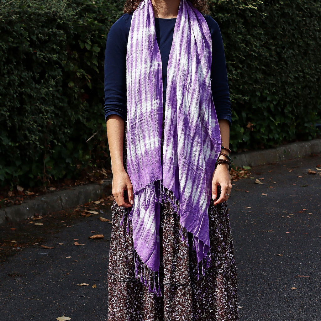 Boho Java Art Stole and Scarf - Lavender Stripes - 62x200cm – view 4