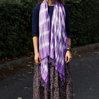 Boho Java Art Stole and Scarf - Lavender Stripes - 62x200cm – view 4