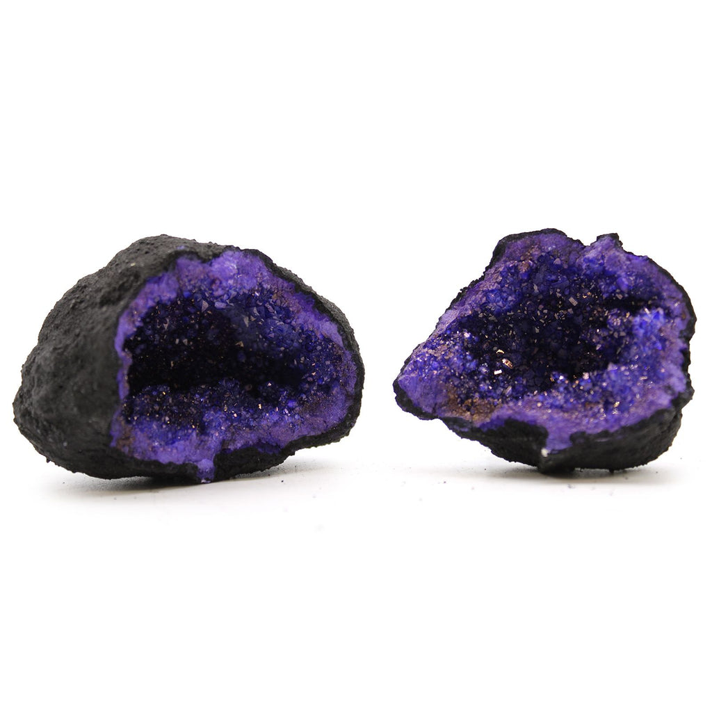 Blue Coloured Calcite Geode - Black Rock Style