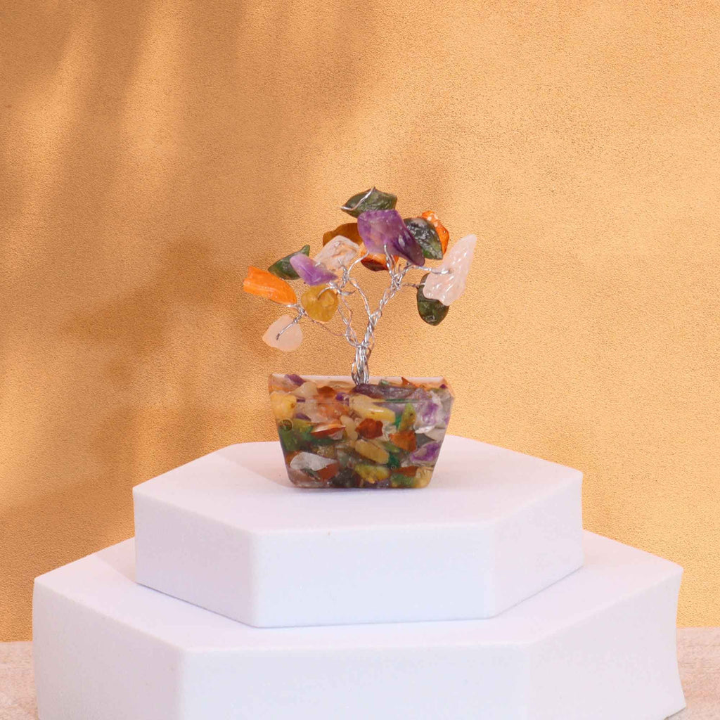 Mixed Gemstone Mini Tree on Orgonite Base, 15 Stones – view 2