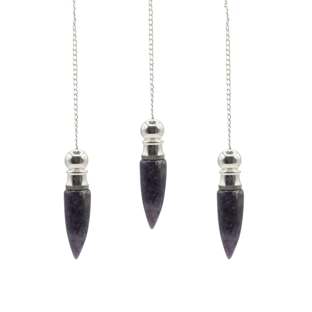 Secret Cavity Pendulum - Amethyst, Silver Plated