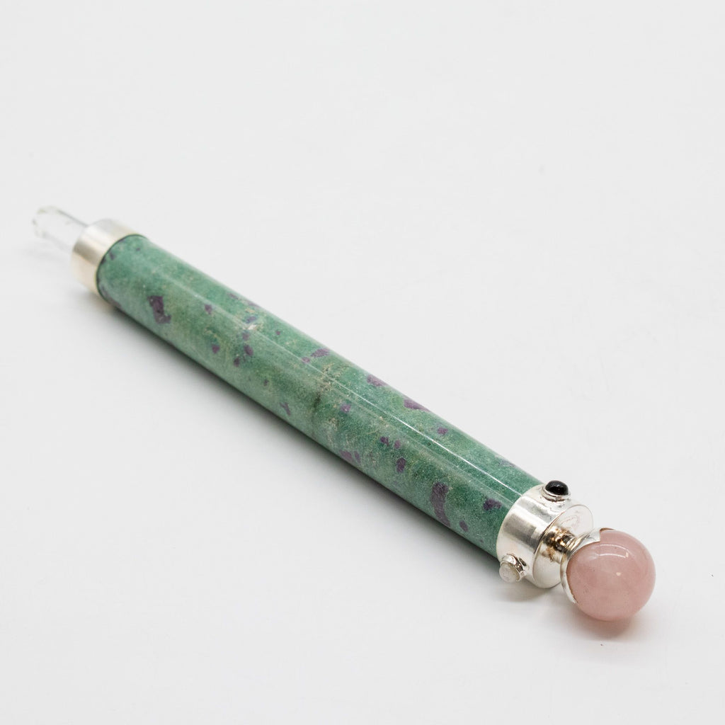 Verdant Heart Wand - Ruby Fuchsite and Rose Quartz Sphere - 23cm – view 3