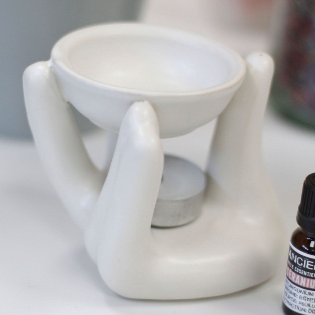 Helping Hand Ceramic Oil Burner in White