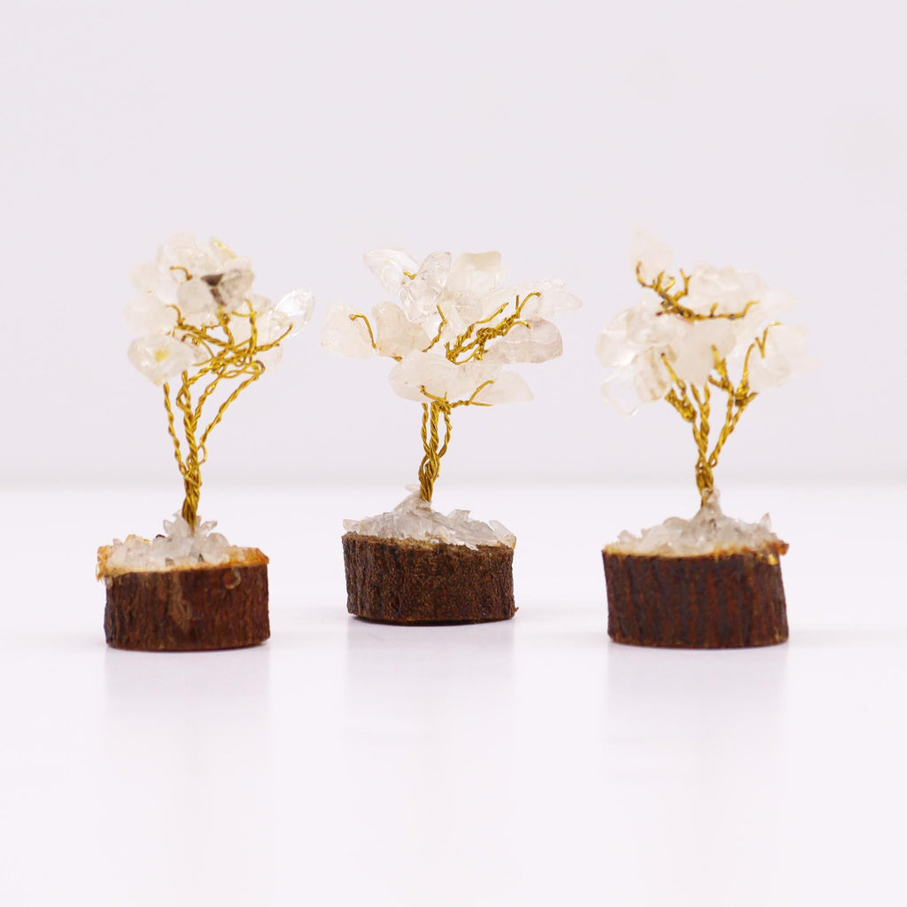 Rock Quartz Mini Gemstone Tree on Wood Base, 15 Stones – view 5