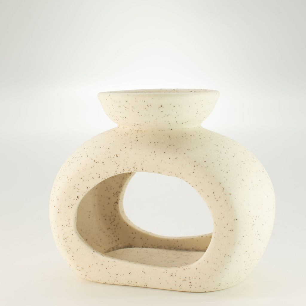 Ceramic Zen Oil Burner - Oval Pebble - Speckled Off-White – view 4