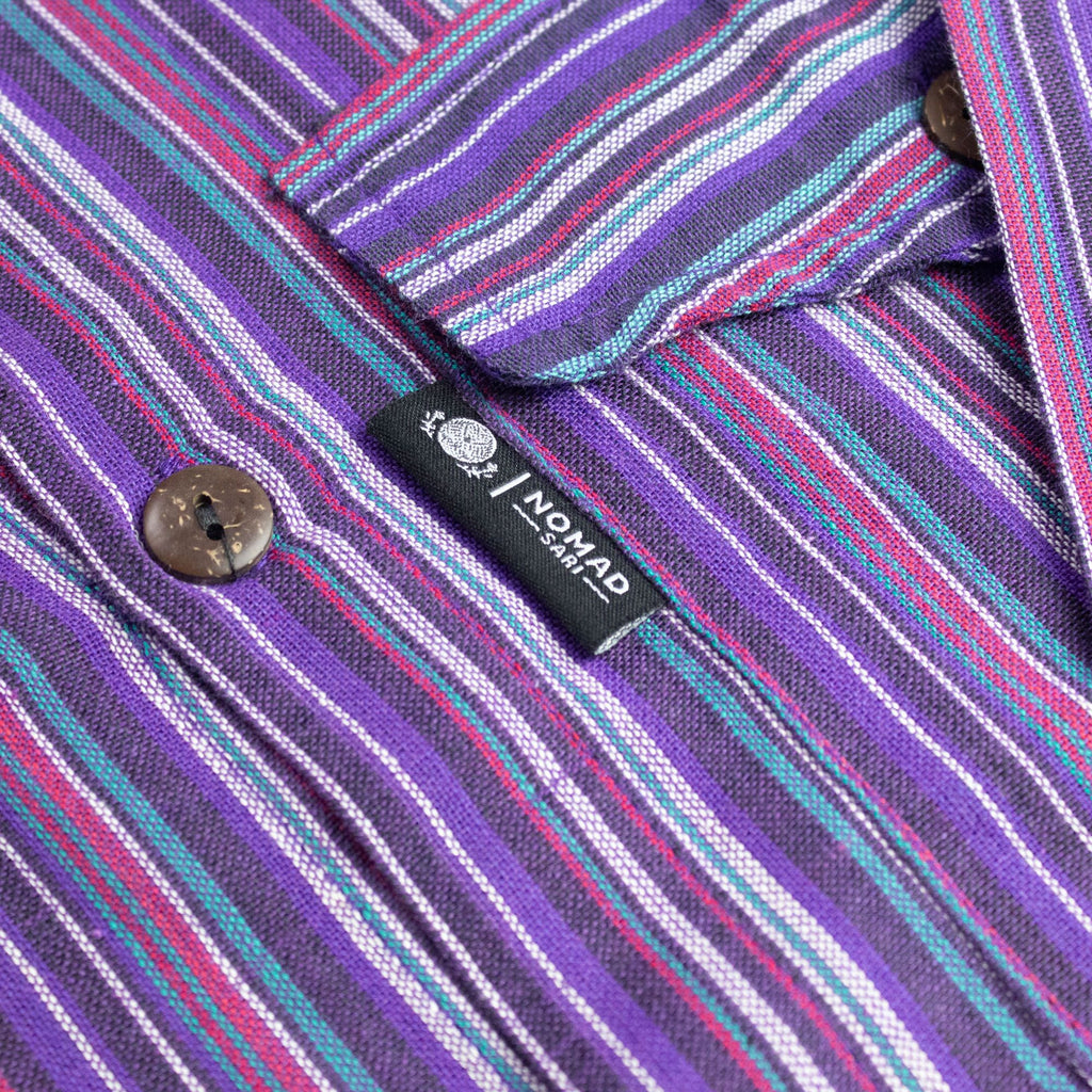 Nomad Sari Grandad Shirt - Black Purple - Large – view 12
