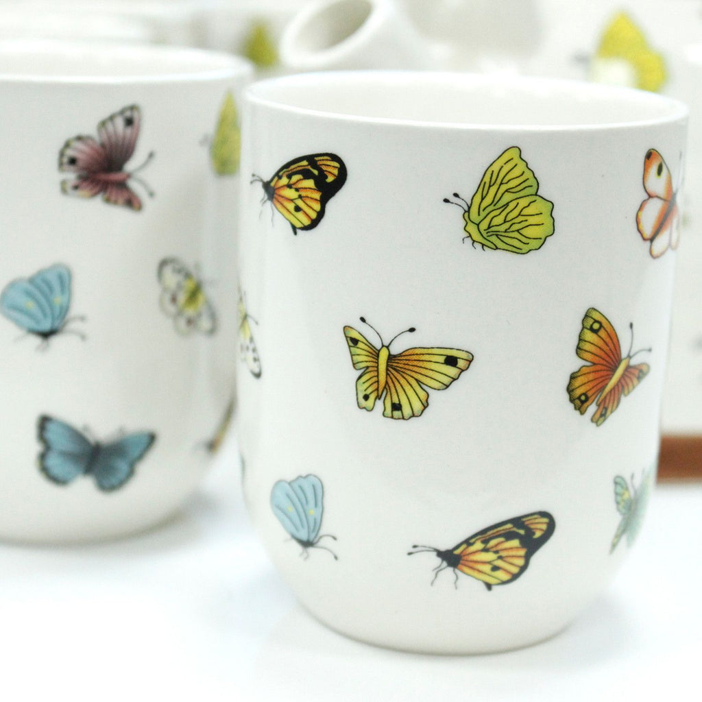 Ceramic Herbal Teapot Set with 6 Cups - Butterflies – view 6
