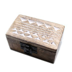 White Wash Mango Wood Pill Box, Aztec Design – view 5