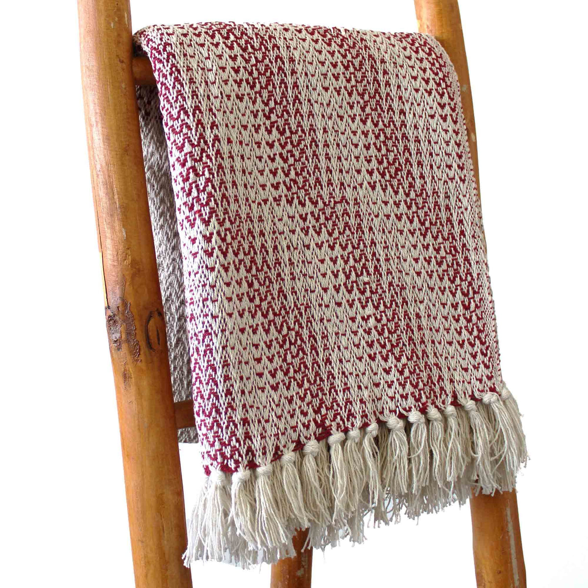 Ruby Two Tone Cotton Throw with Tassels 125 x 150 cm – view 5