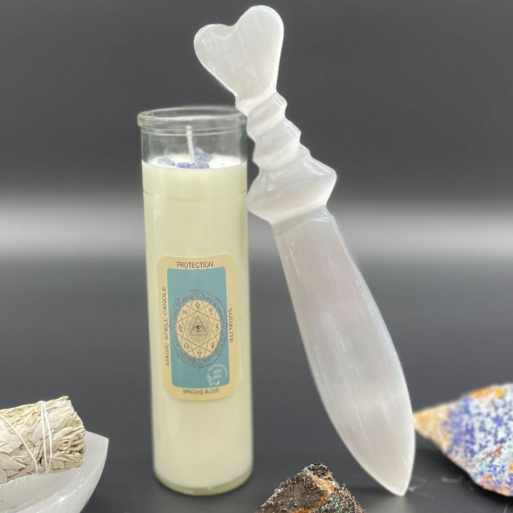Selenite Ritual Knife, Spiral Handle, 25cm – view 4