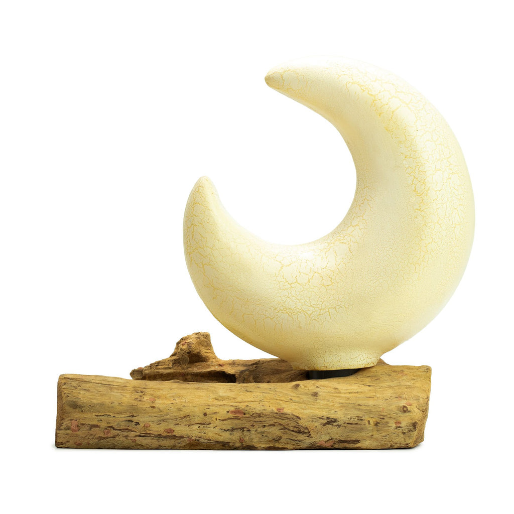 DriftGlow Lamp - Crackle Half Moon Shade, Grey – view 3