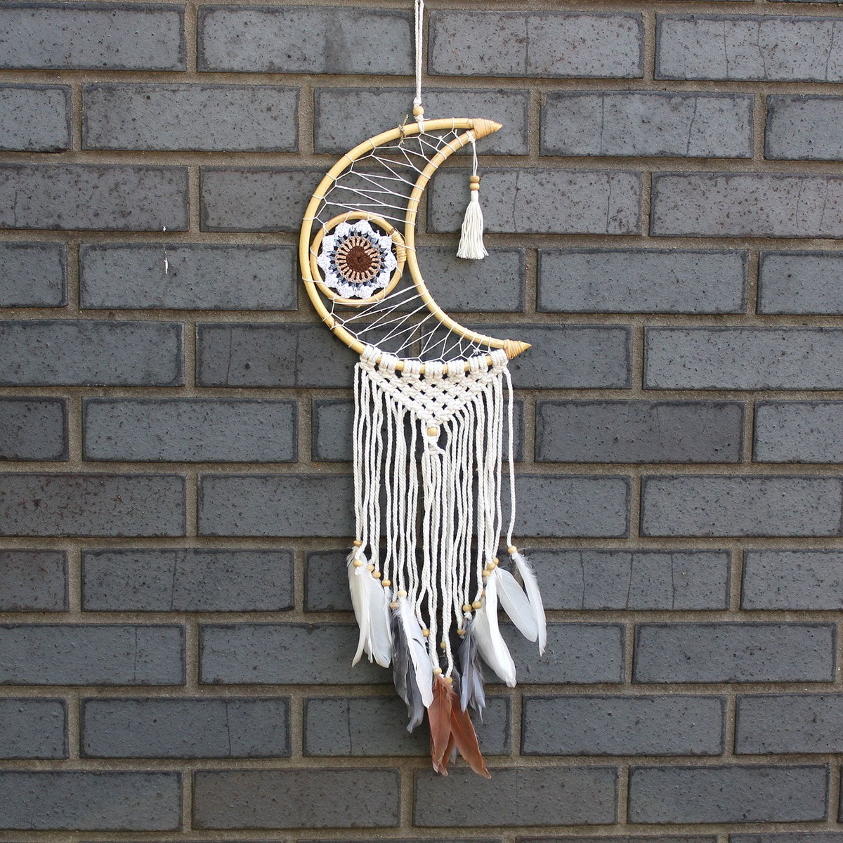 Macrame Moon Dream Catcher - Assorted Colours – view 3