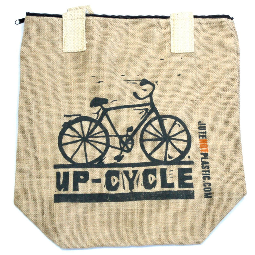Up Cycle Print Jute Shopping Bag – view 3