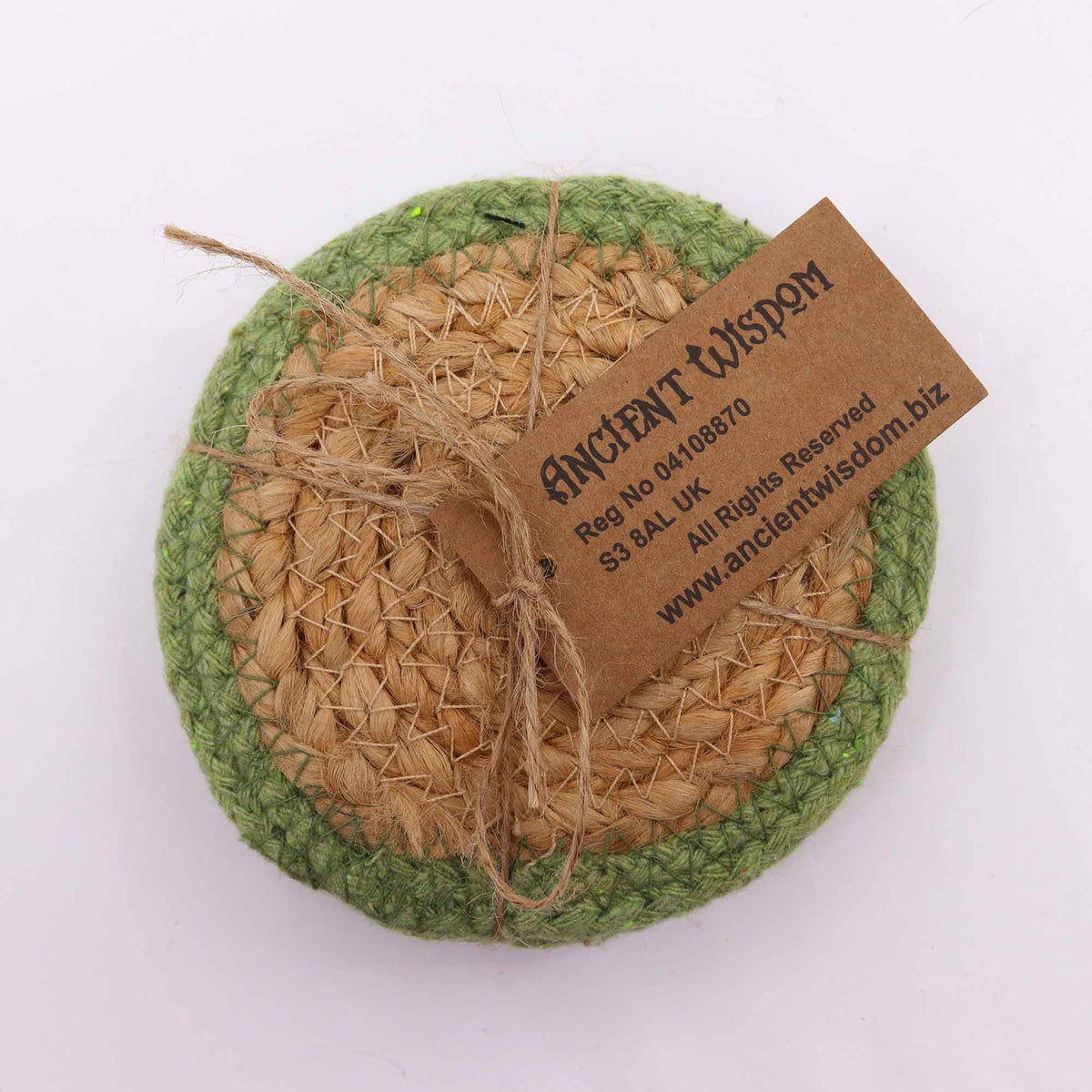 Jute & Cotton Coasters, Olive Border, Set of 4 – view 3