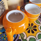 Orange Ceramic Teapot Set - Pot & Four Cups – view 3