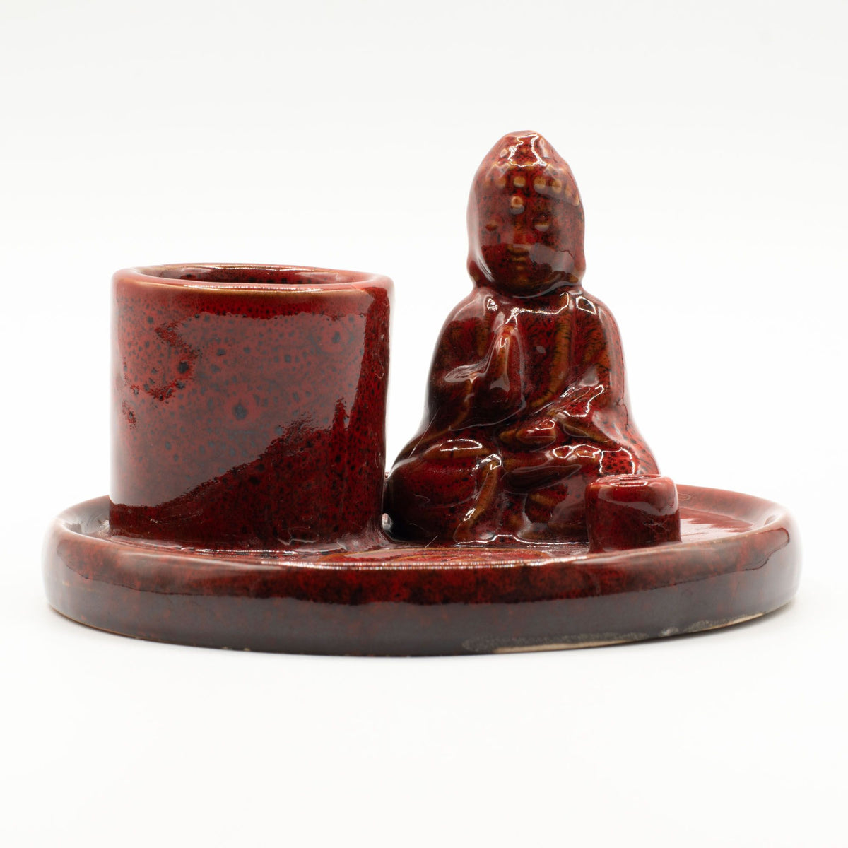 Ceramic Buddha Incense Plate - Soft Red – view 5
