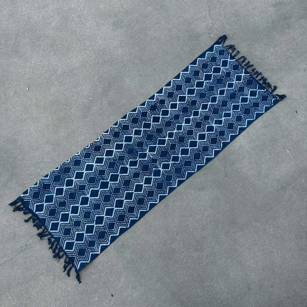 Handmade Indigo Runner - 170x60cm - Heerak Pattern – view 2