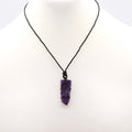 Laced Gemstone Flat Point Pendant - Amethyst
