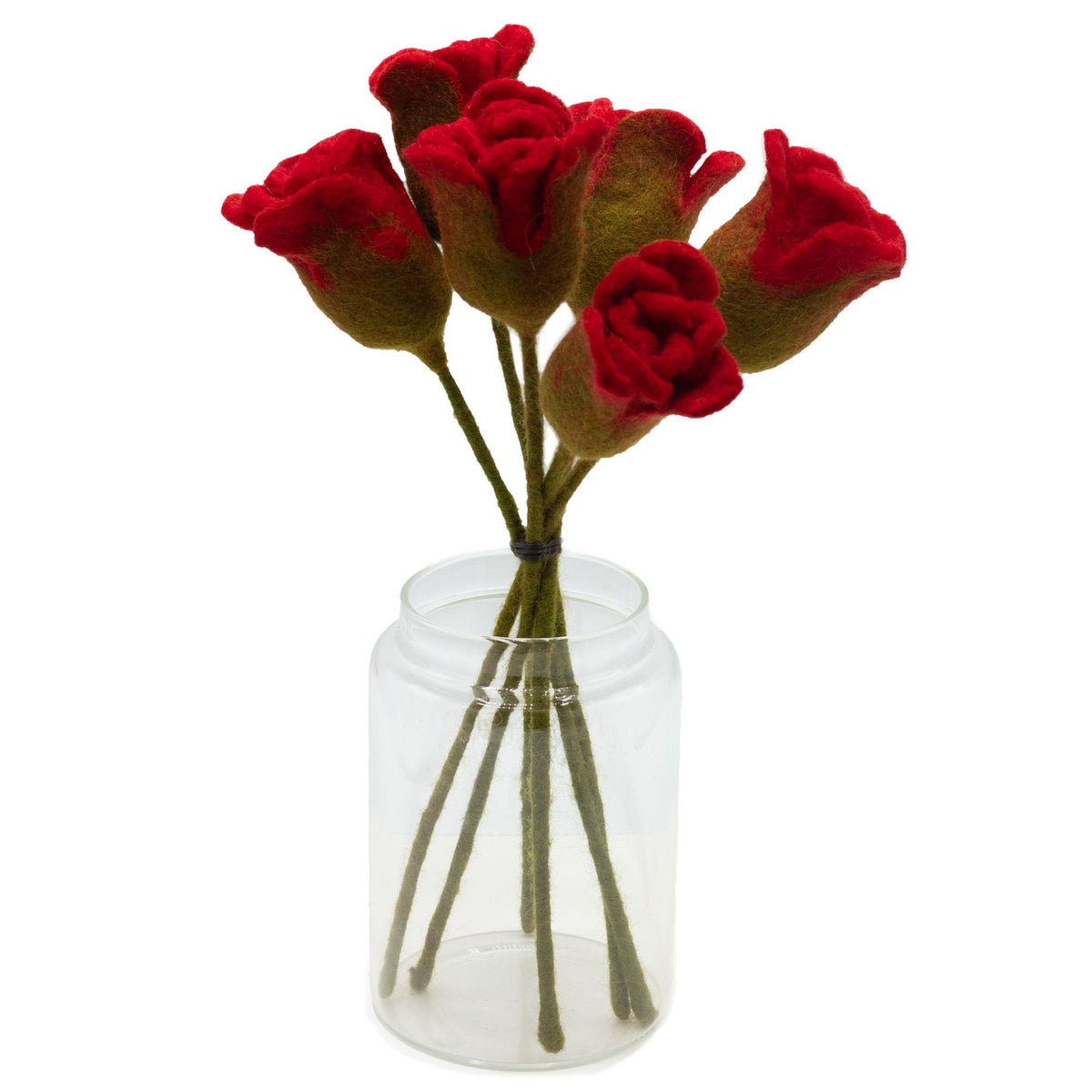 Set of 6 Felt Rose Stems - Red – view 3