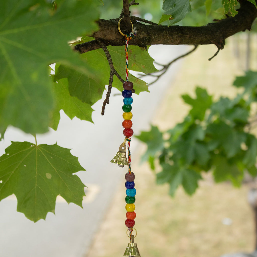Brass OM Wind Chime with Chakra Beads, 53cm – view 5