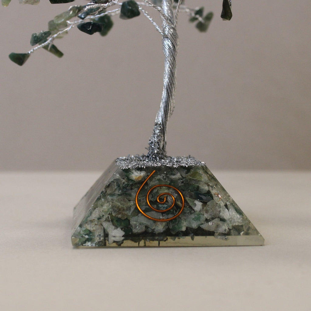 Moss Agate Gemstone Tree with Orgonite Base - 160 Stone – view 3