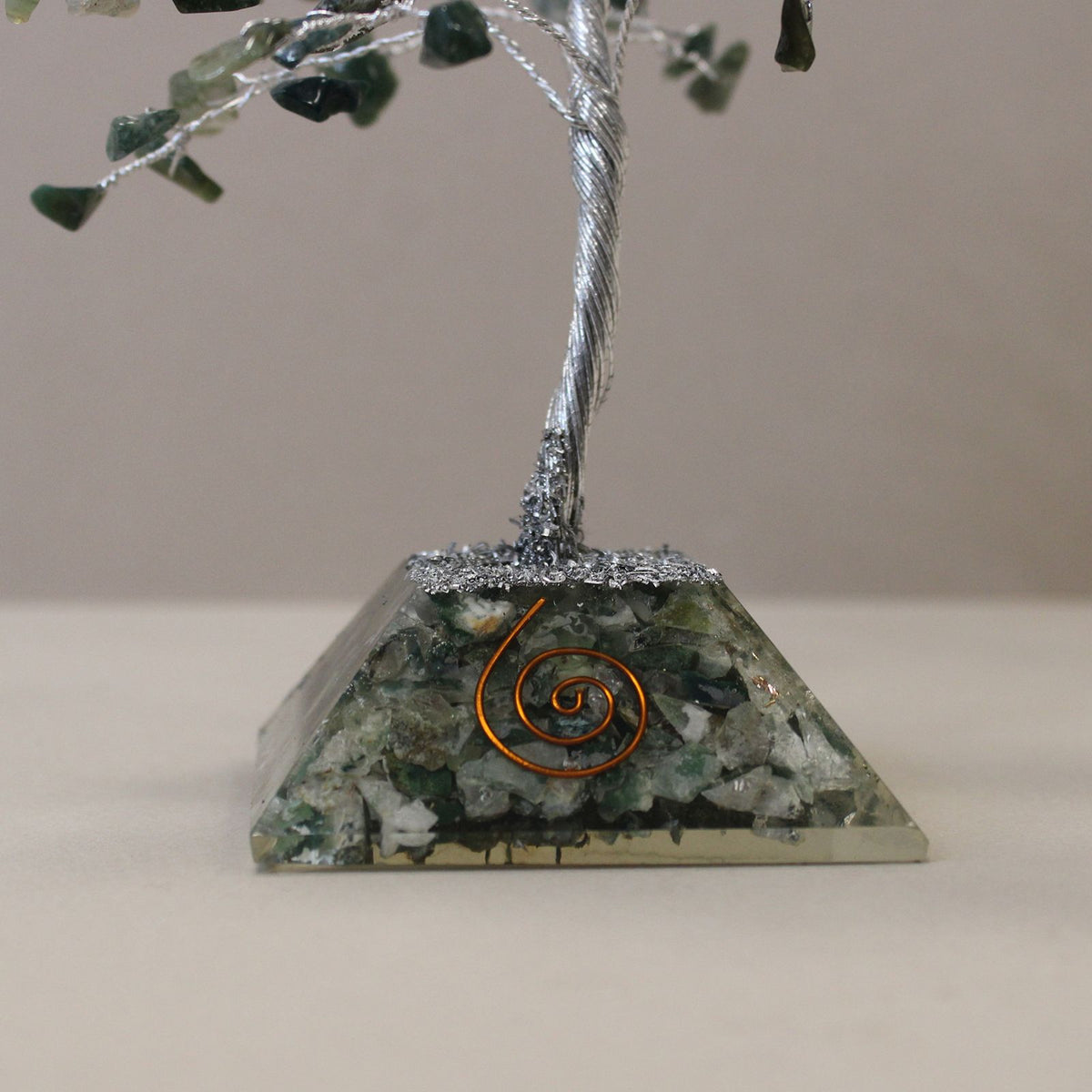 Moss Agate Gemstone Tree with Orgonite Base - 160 Stone – view 3