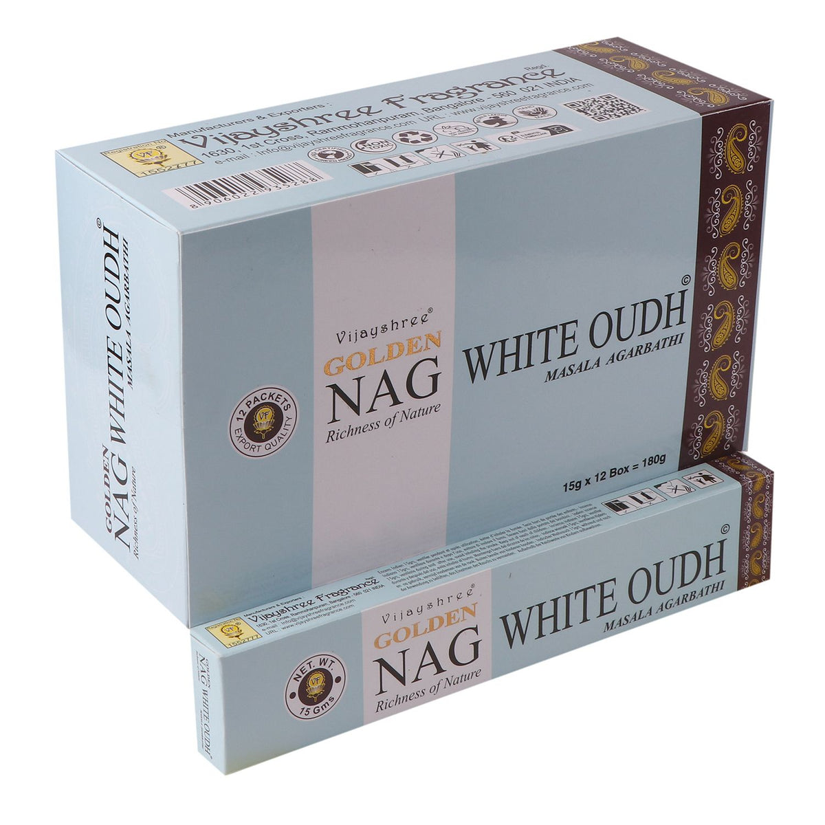 Golden Nag hvid oud røgelsespinde 15g pakke
