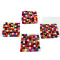 Square Felt Coasters 10cm Grey Multi Set of 4