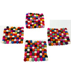 Square Felt Coasters 10cm Grey Multi Set of 4