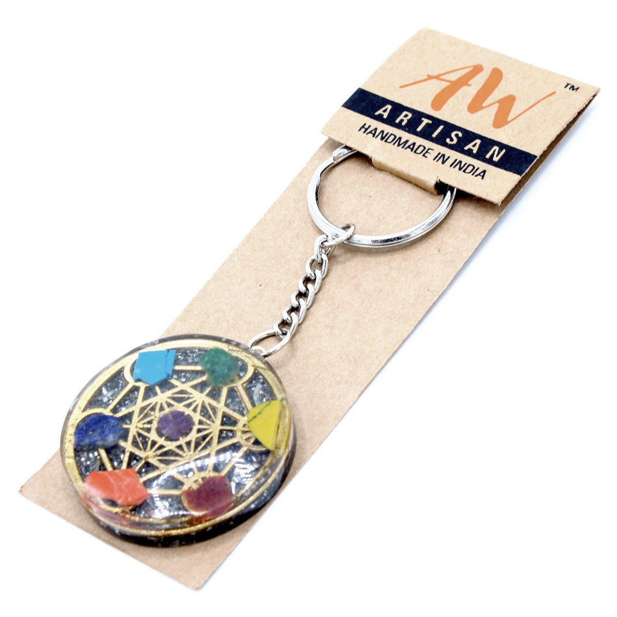 Orgonite Power Keyring - Round Seven Chakra – view 5