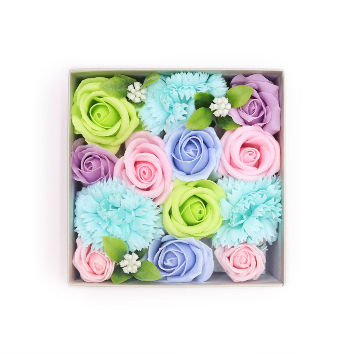 Square Soap Flower Gift Box - Baby Blessings Blue