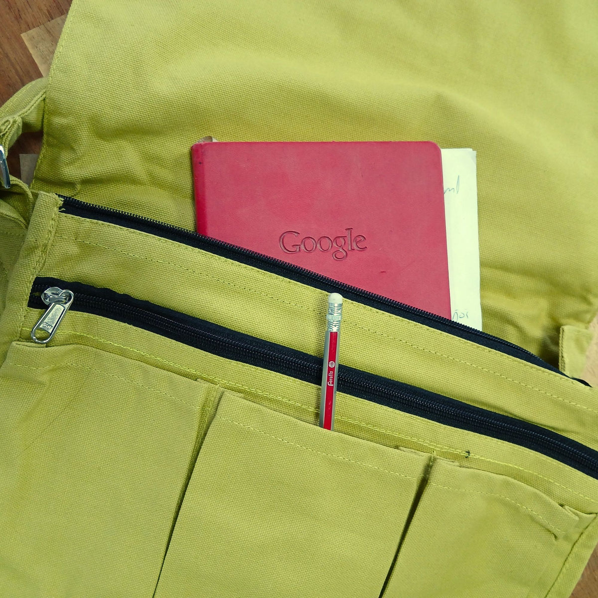 Cotton Canvas Laptop Messenger Bag - Mustard – view 2