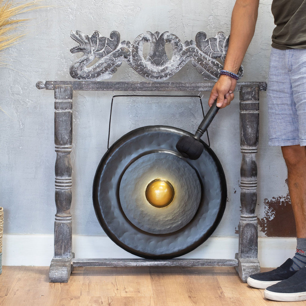 Medium Gong in Black Stand - 50cm – view 3