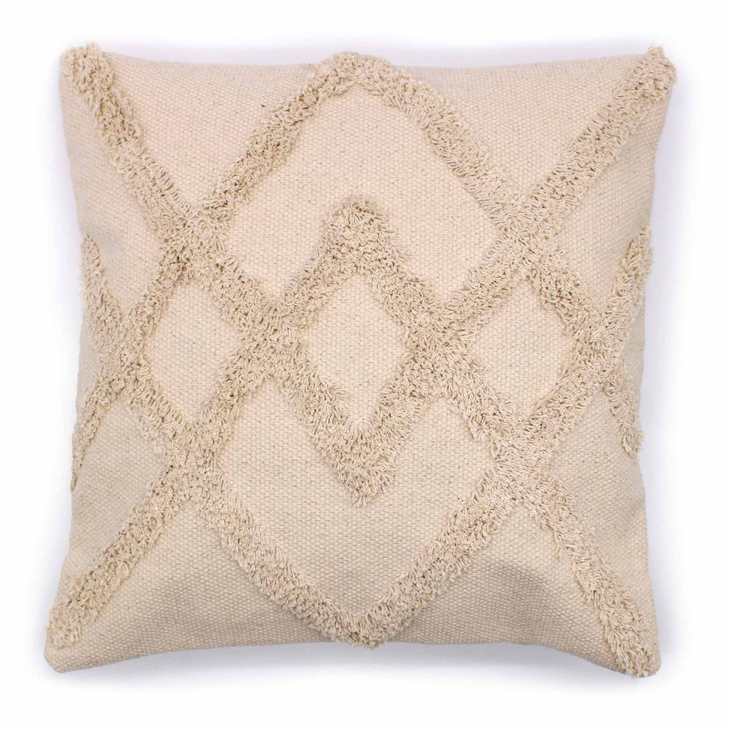 Cream Criss-Cross Cushion Cover, 45x45cm
