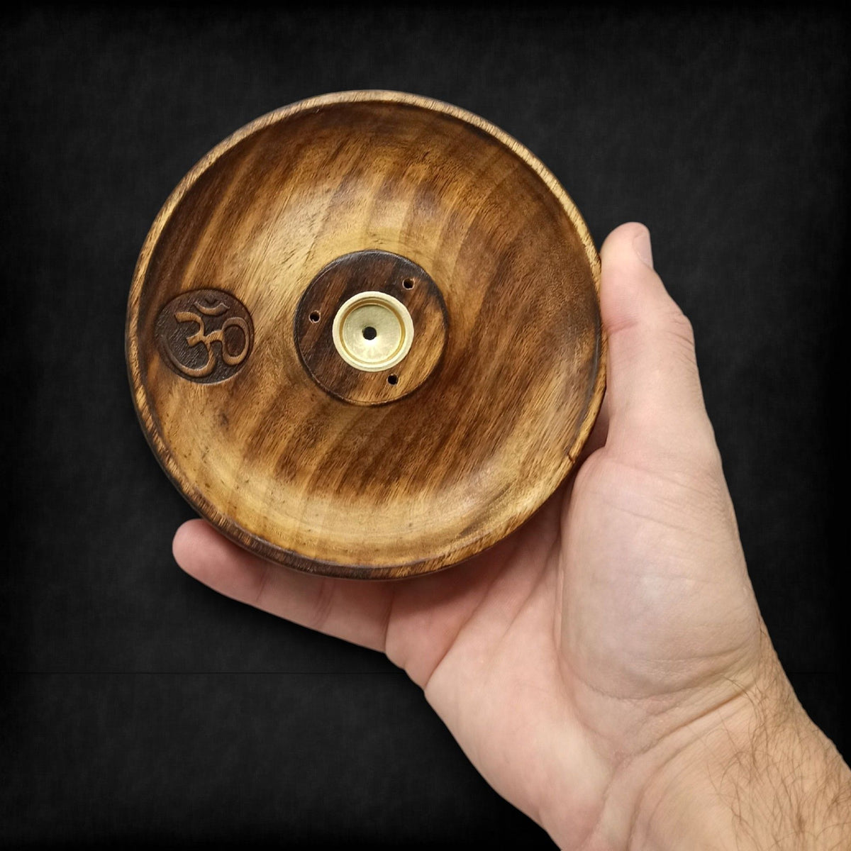 Om Incense Stick & Cone Burner Disc - Mango Wood – view 2