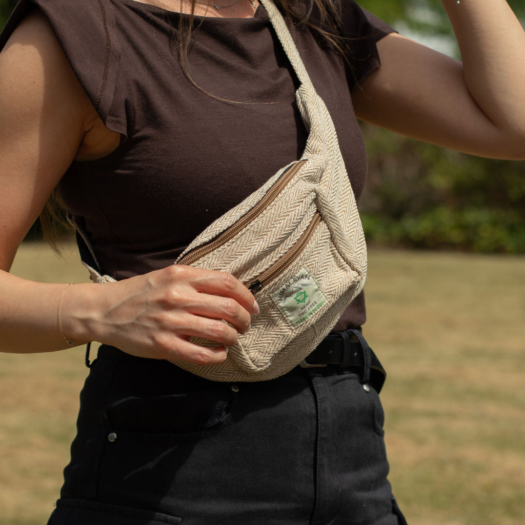 Cotton Hemp Style Belt (or Fanny) Bag - Natural – view 9