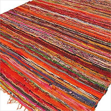 Luxury Rag Rug, Orange - 152 x 90cm